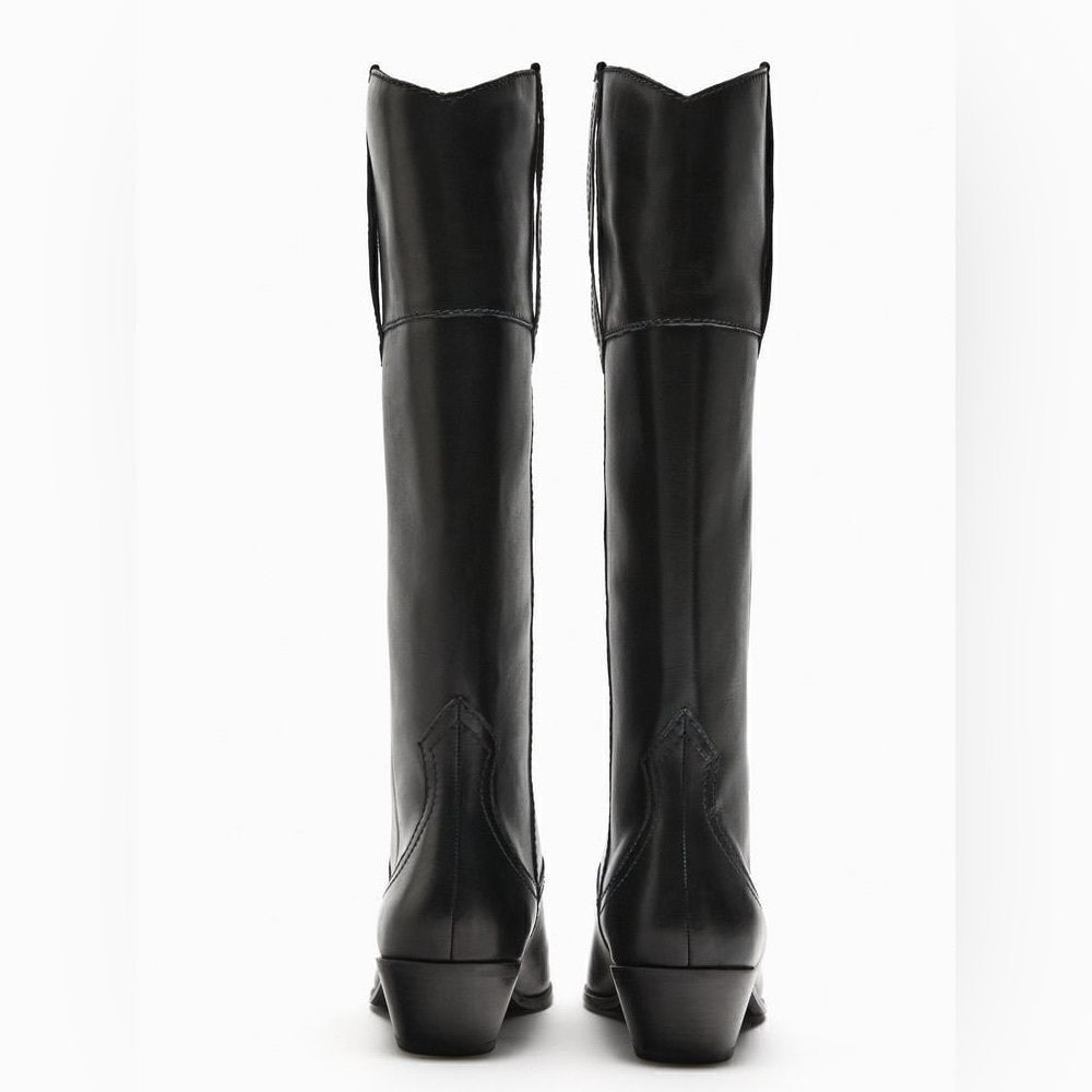 ZARA LEATHER COWBOY BOOTS NEW - Picture 6 of 11